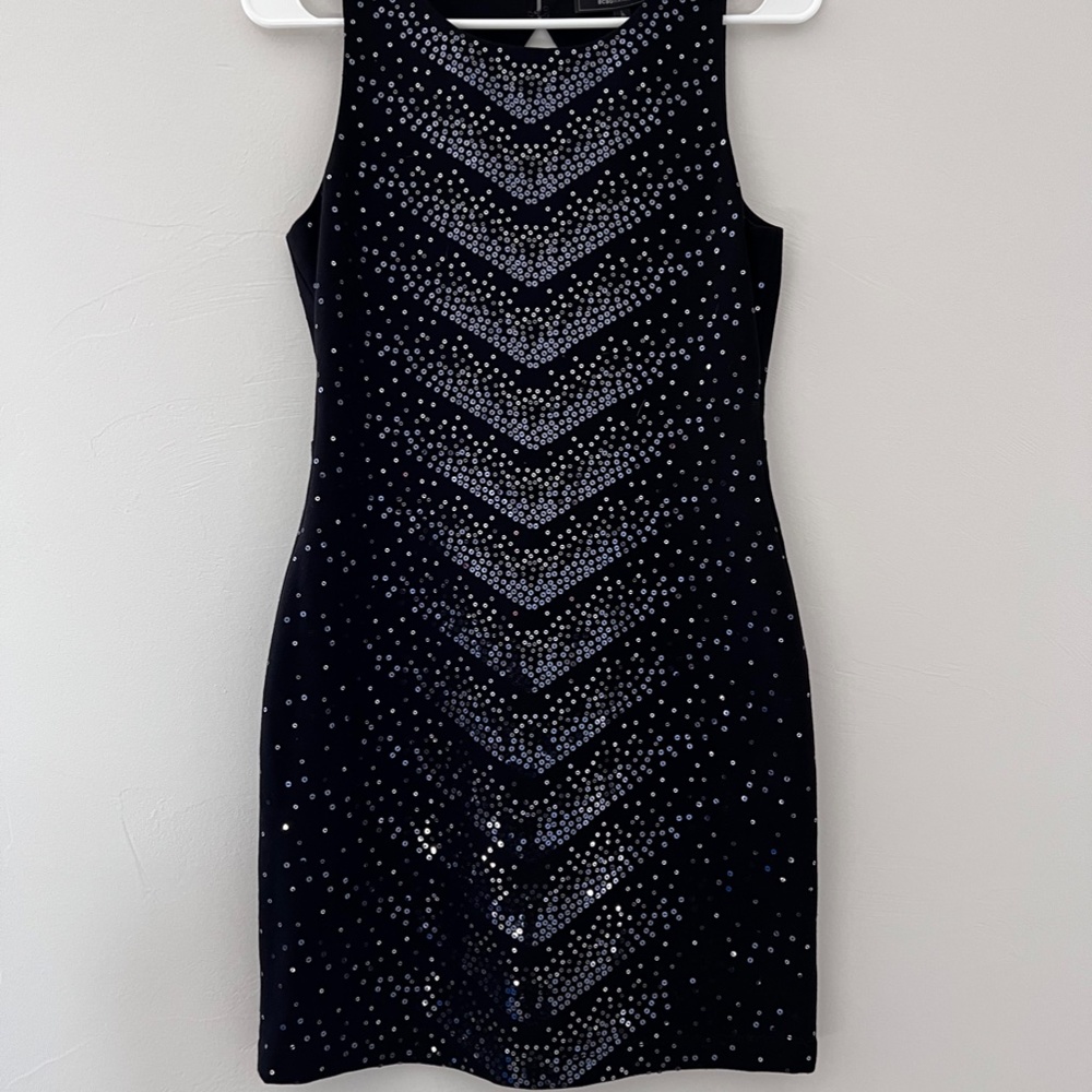 BCBGMaxAzria Black Sequin Dress Size Small